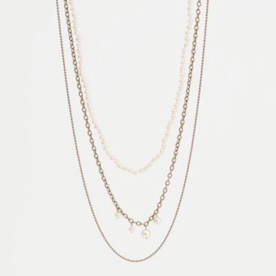 Factory layered chain and pearl necklace