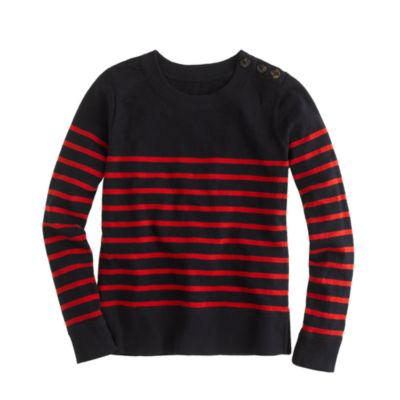 Tortoise-button sweatshirt in stripe