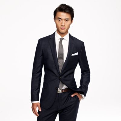 Ludlow suit jacket with double vent in glen plaid Italian wool flannel