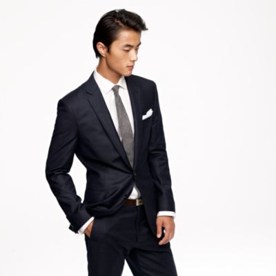 Ludlow suit jacket with double vent in glen plaid Italian wool flannel