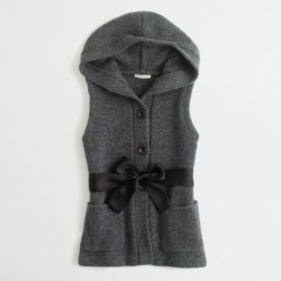 Factory girls' hooded ribbon-belt vest