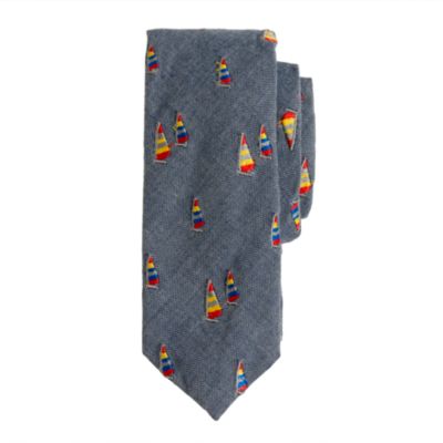 Boys' tie in embroidered sailboats
