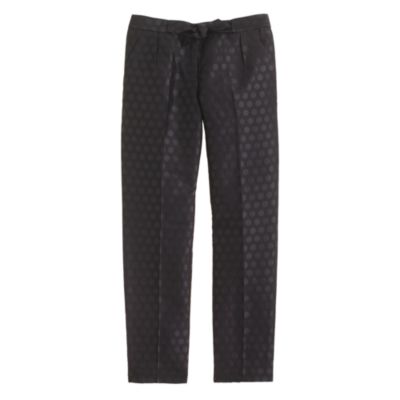 Collection drawstring caf&eacute; capri in jacquard dot