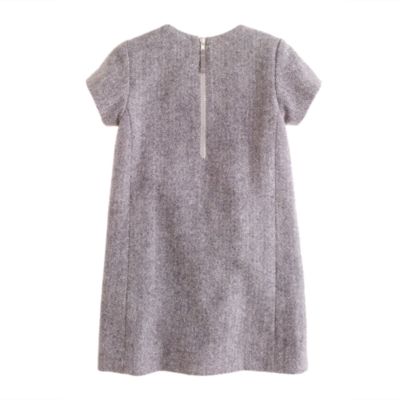 Girls' jeweled herringbone shift dress