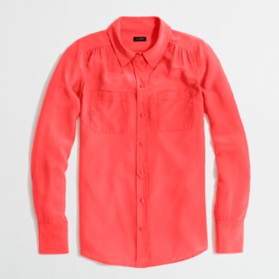 Factory silk two-pocket blouse