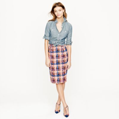 Collection pencil skirt in electric plaid