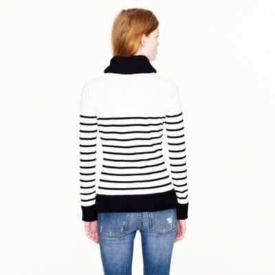 Shawl-collar stripe sweatshirt