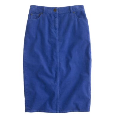 High-waisted corduroy pencil skirt