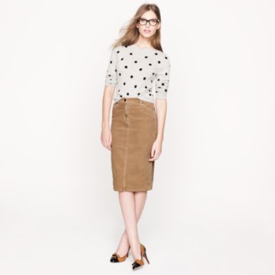 High-waisted corduroy pencil skirt