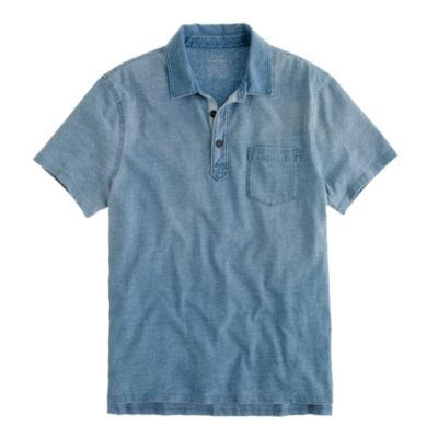 Faded indigo slub jersey polo