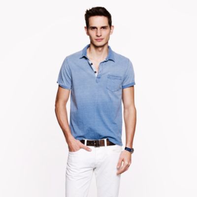 Faded indigo slub jersey polo