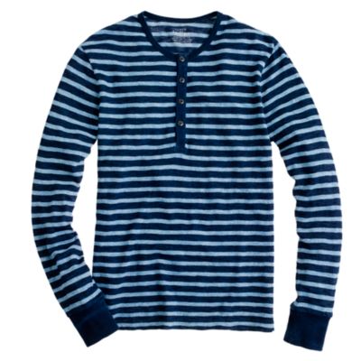 Indigo henley in heathered stripe