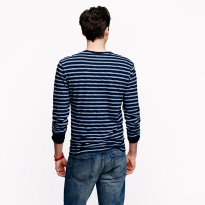 Indigo henley in heathered stripe