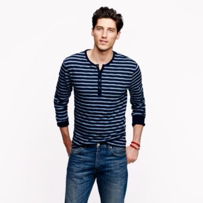 Indigo henley in heathered stripe
