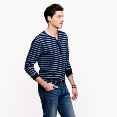 Indigo henley in heathered stripe