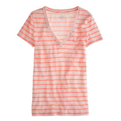 Vintage cotton V-neck tee in stripe
