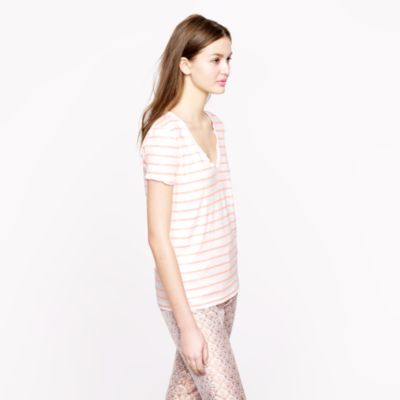 Vintage cotton V-neck tee in stripe