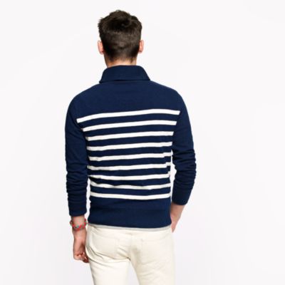 Heavyweight shawl-collar pullover in stripe