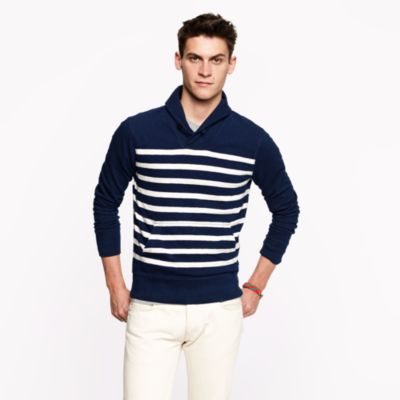 Heavyweight shawl-collar pullover in stripe