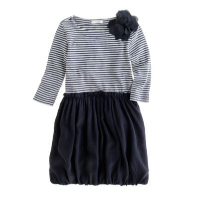 Girls' puff love dress in stripe