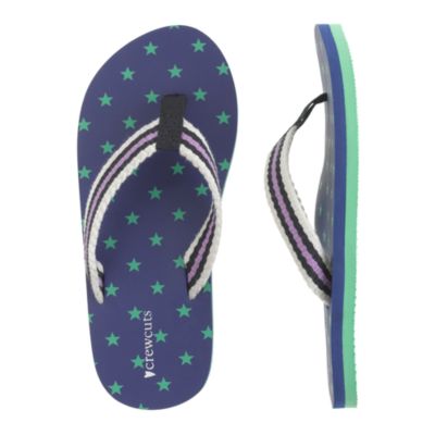 Girls' neon woven strap flip-flops