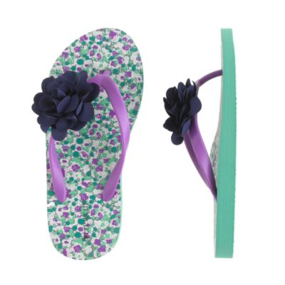 Girls' ditzy floral flip-flops