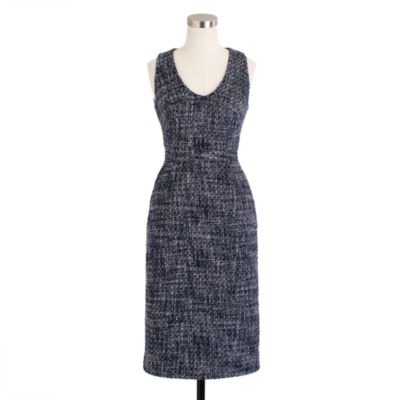 Sleeveless shift dress in pepper tweed