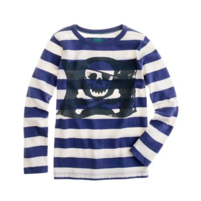 Boys' long-sleeve skull & crossbones stripe tee