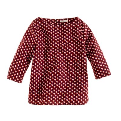 Girls' button-back shirt in heart print
