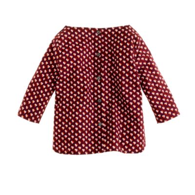Girls' button-back shirt in heart print