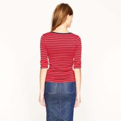 Perfect-fit stripe henley with gold buttons