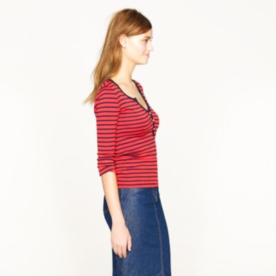 Perfect-fit stripe henley with gold buttons