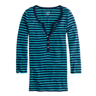 Perfect-fit stripe henley with gold buttons