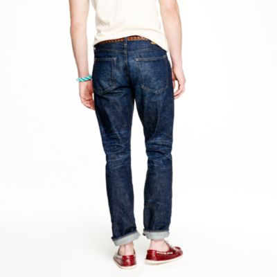 Wallace & Barnes slim selvedge jean in dark wear wash