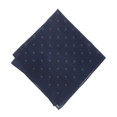 Cotton pocket square in historic blue foulard