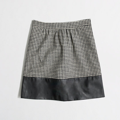 Factory leather-trim houndstooth skirt : Skirts | J.Crew Factory