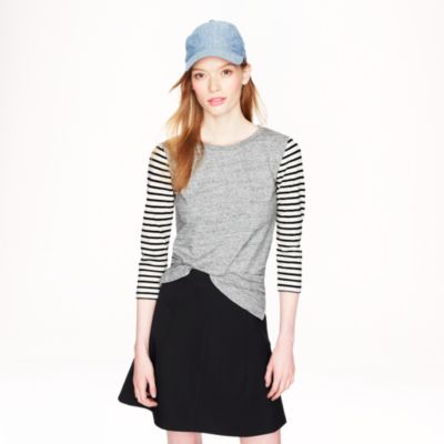 Stripe-sleeve tee