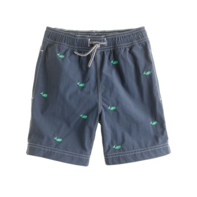 Boys whale embroidered swim trunks   trunks   Boys swim   J.Crew