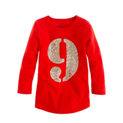 Girls three quarter sleeve sequin nine baseball tee   collectible 