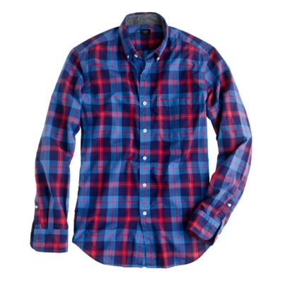 Tartan shirt in porter blue   Tartan Shirts   Mens shirts   J.Crew