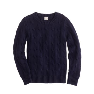 Boys cable crewneck sweater   cotton   Boys sweaters   J.Crew