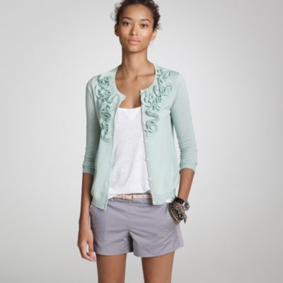 Ruffled spring Celosia cardigan   merino   Womens sweaters   J.Crew