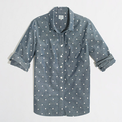 Factory classic button-down shirt in printed chambray