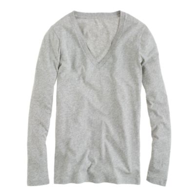 Hthr Grey Tissue long sleeve V neck tee   tissue tees   Womens knits 