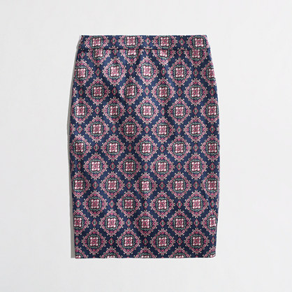 Factory printed pencil skirt in stretch cotton