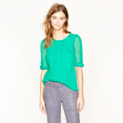 Silk pintuck blouse   blouses   Womens shirts & tops   J.Crew