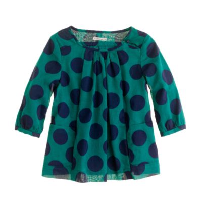 Girls trapeze top in super dot   long sleeve   Girls shirts   J.Crew