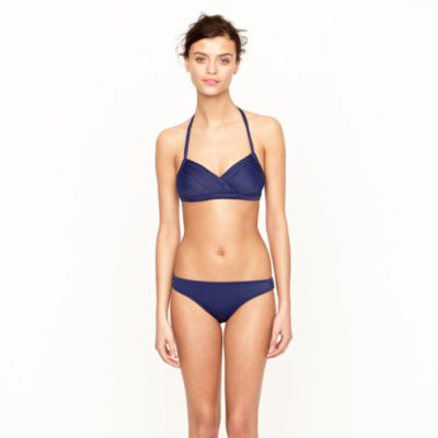 Ruched crossover halter top   swim   Women   J.Crew