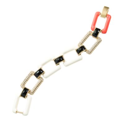 Enamel and pavé link bracelet   bracelets   Womens jewelry   J.Crew