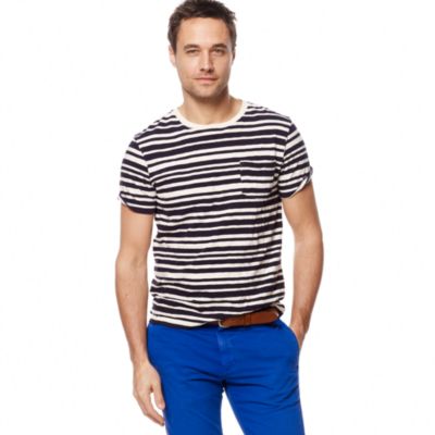 Slub jersey pocket tee in skipper stripe $45.00